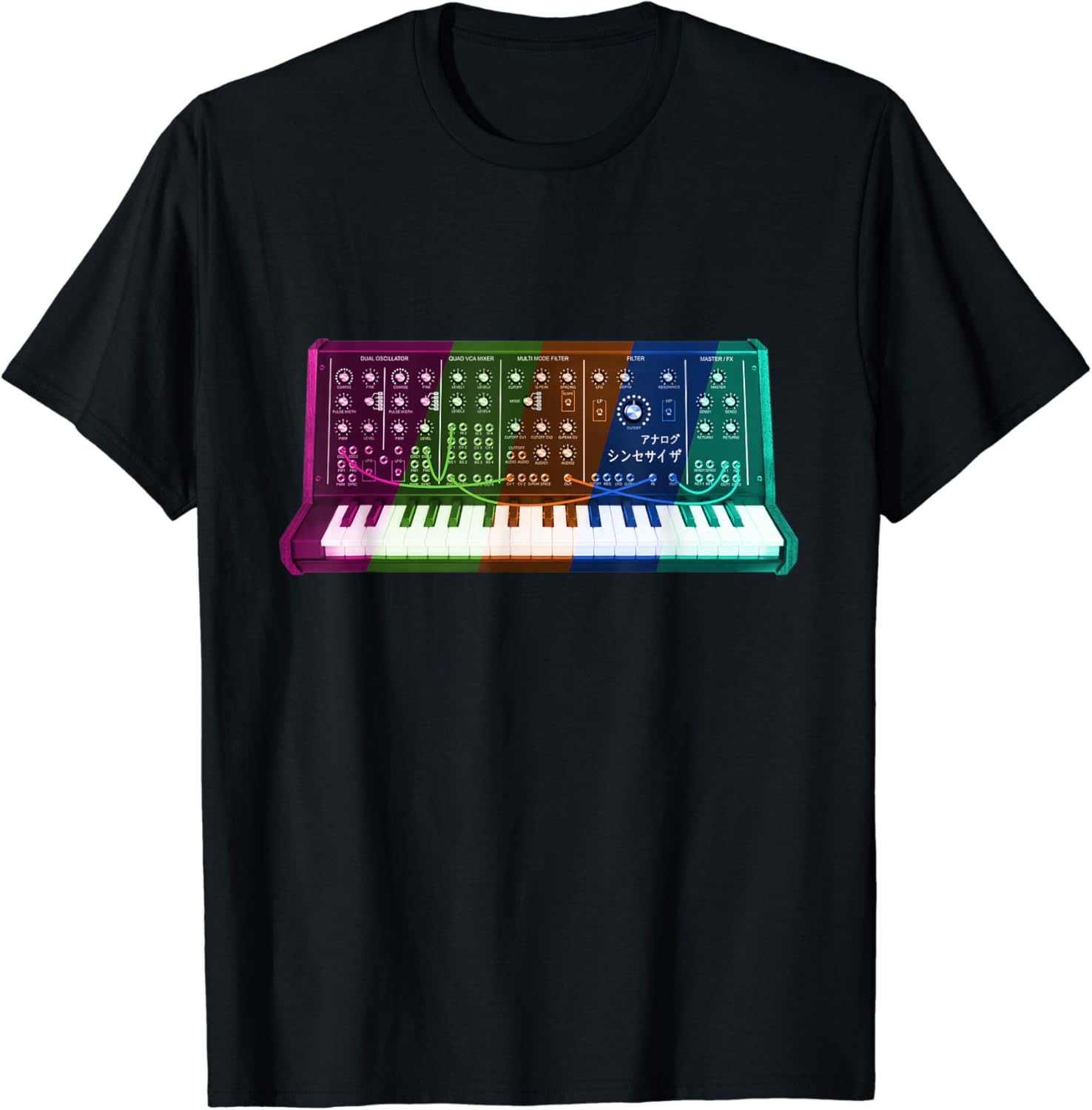 Analogue Synthesizer Vintage Analog Synth Colourful Graphic TShirt
